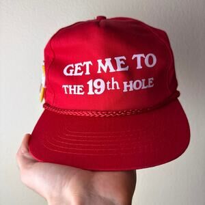 Vintage Red 1990s Golf Snapback Cap with Tee Holder on the Side